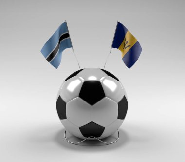Botswana - Barbados Futbol Bayrakları, Beyaz Arkaplan - 3D Render