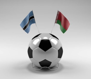 Botswana - Beyaz Futbol Bayrakları, Beyaz Arkaplan - 3D Render