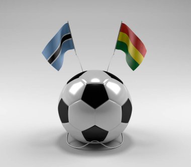 Botswana - Bolivya Futbol Bayrakları, Beyaz Arkaplan - 3D Render