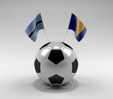 Botswana - Bosna-Hersek Futbol Bayrakları, Beyaz Arkaplan - 3D Render