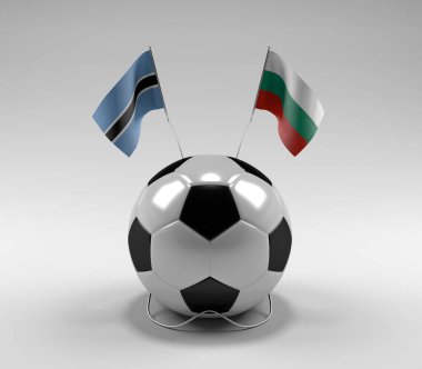Botswana - Bulgaristan Futbol Bayrakları, Beyaz Arkaplan - 3D Render