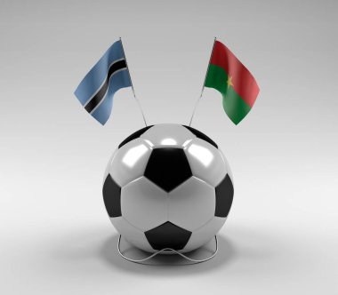 Botswana - Burkina-Faso Futbol Bayrakları, Beyaz Arkaplan - 3D Render