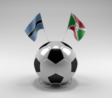 Botswana - Burundi Futbol Bayrakları, Beyaz Arkaplan - 3D Render
