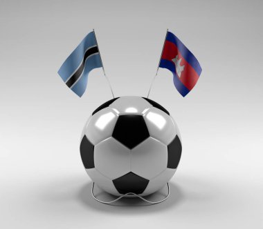 Botswana - Kamboçya Futbol Bayrakları, Beyaz Arkaplan - 3D Render