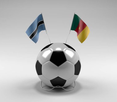 Botswana - Kamerun Futbol Bayrakları, Beyaz Arkaplan - 3D Render