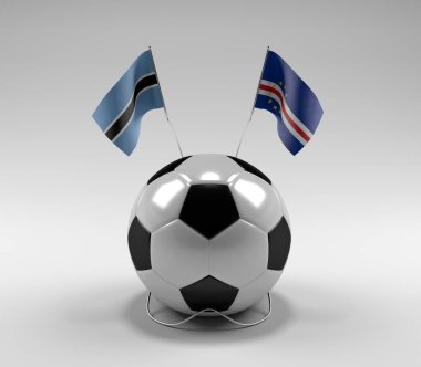 Botswana - Cape-Verde Futbol Bayrakları, Beyaz Arkaplan - 3D Render