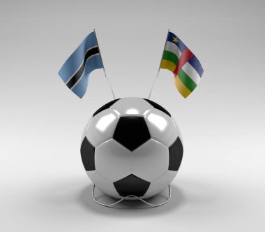 Botswana - Orta Afrika Cumhuriyeti Futbol Bayrakları, Beyaz Arkaplan - 3D Render