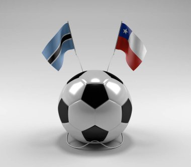 Botswana - Şili Futbol Bayrakları, Beyaz Arkaplan - 3D Render