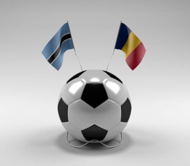 Botswana - Chad Futbol Bayrakları, Beyaz Arkaplan - 3D Render