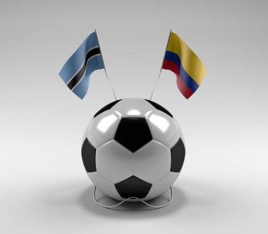 Botswana - Kolombiya Futbol Bayrakları, Beyaz Arkaplan - 3D Render