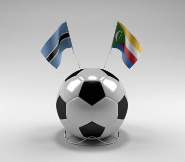 Botswana - Komoros Futbol Bayrakları, Beyaz Arkaplan - 3D Render