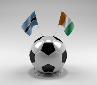 Botswana - Cote-D-Fildişi Futbol Bayrakları, Beyaz Arkaplan - 3D Render