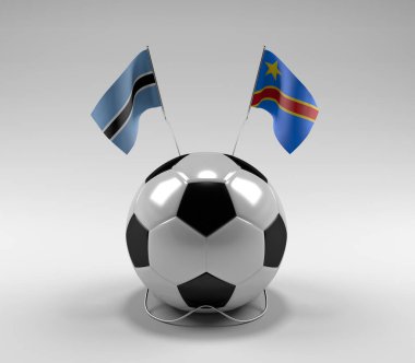 Botswana - Kongo Demokratik Cumhuriyeti Futbol Bayrakları, Beyaz Arkaplan - 3D Render
