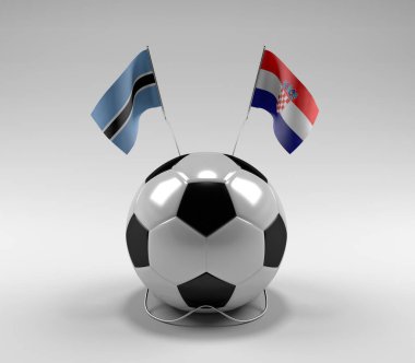Botswana - Hırvatistan Futbol Bayrakları, Beyaz Arkaplan - 3D Render