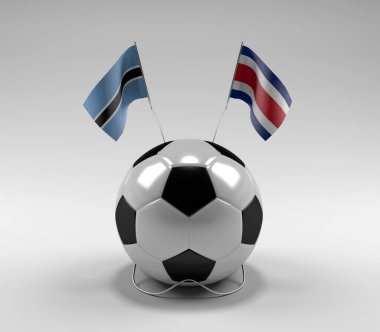 Botswana - Kosta Rika Futbol Bayrakları, Beyaz Arkaplan - 3D Render