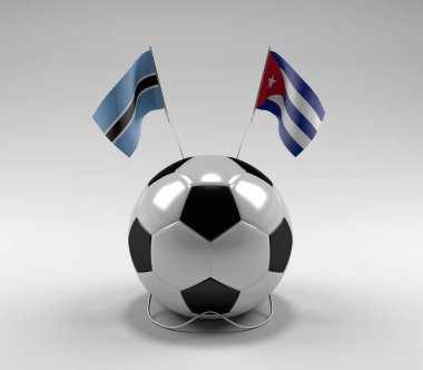 Botswana - Küba Futbol Bayrakları, Beyaz Arkaplan - 3D Render