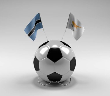 Botswana - Kıbrıs Futbol Bayrakları, Beyaz Arkaplan - 3D Render