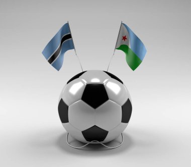 Botswana - Cibuti Futbol Bayrakları, Beyaz Arkaplan - 3D Render