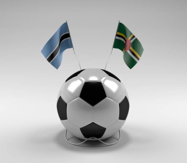 Botswana - Dominica Futbol Bayrakları, Beyaz Arkaplan - 3D Render