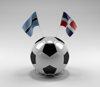 Botswana - Dominik Cumhuriyeti Futbol Bayrakları, Beyaz Arkaplan - 3D Render