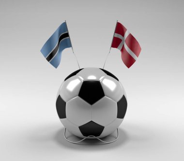 Botswana - Danimarka Futbol Bayrakları, Beyaz Arkaplan - 3D Render