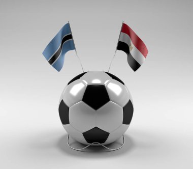 Botswana - Mısır Futbol Bayrakları, Beyaz Arkaplan - 3D Render