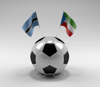 Botswana - Ekvator-Gine Futbol Bayrakları, Beyaz Arkaplan - 3D Render