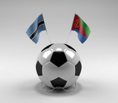 Botswana - Eritre Futbol Bayrakları, Beyaz Arkaplan - 3D Render