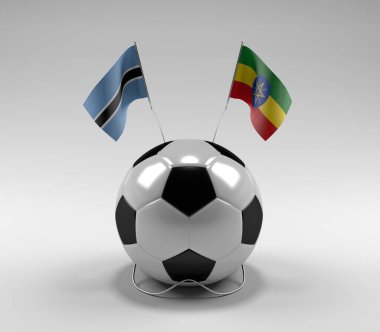 Botswana - Etiyopya Futbol Bayrakları, Beyaz Arkaplan - 3D Render