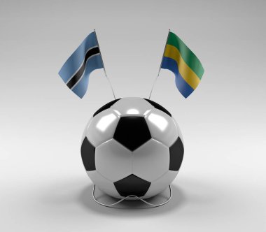 Botswana - Gabon Futbol Bayrakları, Beyaz Arkaplan - 3D Render