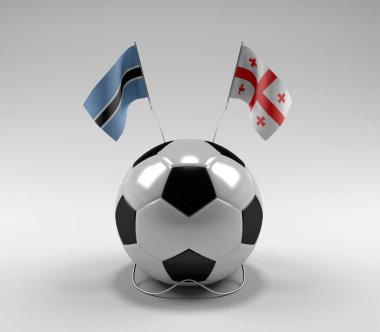 Botswana - Georgia Futbol Bayrakları, Beyaz Arkaplan - 3D Render
