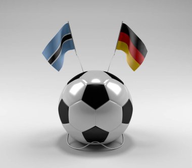 Botswana - Almanya Futbol Bayrakları, Beyaz Arkaplan - 3D Render