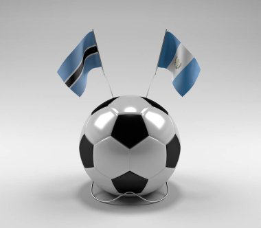 Botswana - Guatemala Futbol Bayrakları, Beyaz Arkaplan - 3D Render