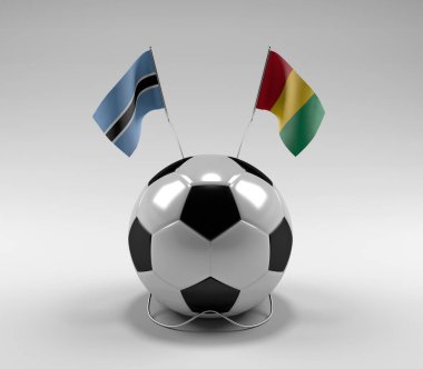 Botswana - Gine Futbol Bayrakları, Beyaz Arkaplan - 3D Render