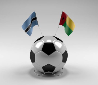 Botswana - Gine-Bissau Futbol Bayrakları, Beyaz Arkaplan - 3D Render