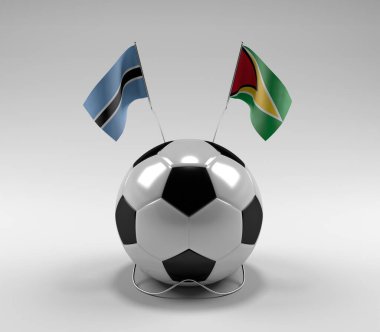 Botswana - Guyana Futbol Bayrakları, Beyaz Arkaplan - 3D Render