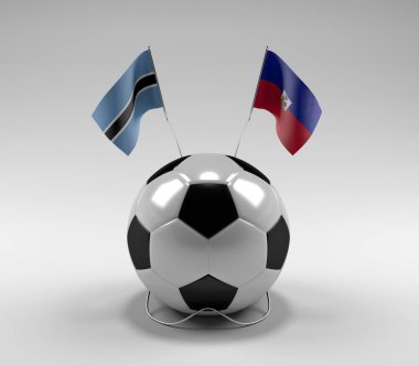 Botswana - Haiti Futbol Bayrakları, Beyaz Arkaplan - 3D Render