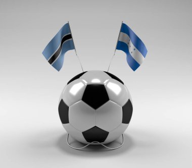 Botswana - Honduras Futbol Bayrakları, Beyaz Arkaplan - 3D Render