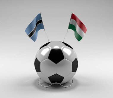 Botswana - Macaristan Futbol Bayrakları, Beyaz Arkaplan - 3D Render