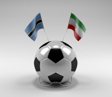 Botswana - İran Futbol Bayrakları, Beyaz Arkaplan - 3D Render