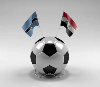 Botswana - Irak Futbol Bayrakları, Beyaz Arkaplan - 3D Render