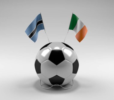 Botswana - İrlanda Futbol Bayrakları, Beyaz Arkaplan - 3D Render