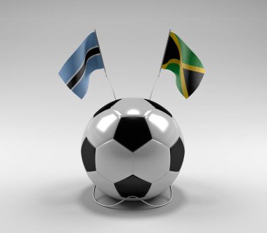 Botswana - Jamaika Futbol Bayrakları, Beyaz Arkaplan - 3D Render