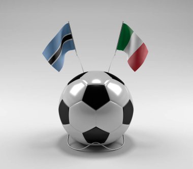 Botswana - İtalya Futbol Bayrakları, Beyaz Arkaplan - 3D Render