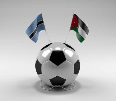 Botswana - Jordan Futbol Bayrakları, Beyaz Arkaplan - 3D Render