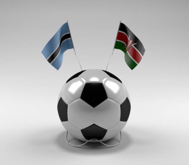 Botswana - Kenya Futbol Bayrakları, Beyaz Arkaplan - 3D Render