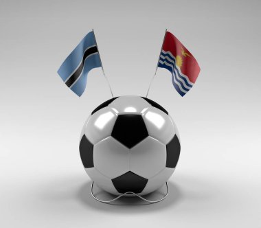 Botswana - Kiribati Futbol Bayrakları, Beyaz Arkaplan - 3D Render