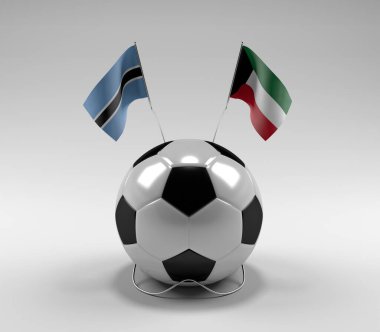 Botswana - Kuveyt Futbol Bayrakları, Beyaz Arkaplan - 3D Render