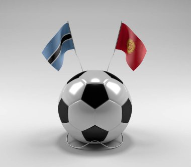 Botswana - Kırgızistan Futbol Bayrakları, Beyaz Arkaplan - 3D Render