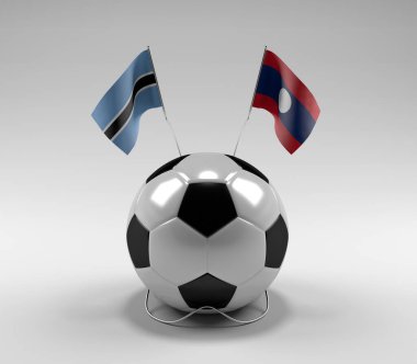 Botswana - Laos Futbol Bayrakları, Beyaz Arkaplan - 3D Render